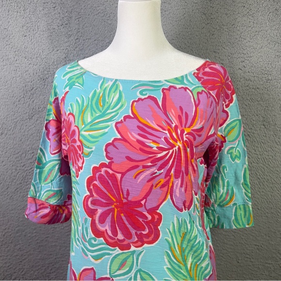 Lilly Pulitzer Dress Womens Small Multicolor Floral Cassie T Shirt Colorfull - Picture 2 of 9